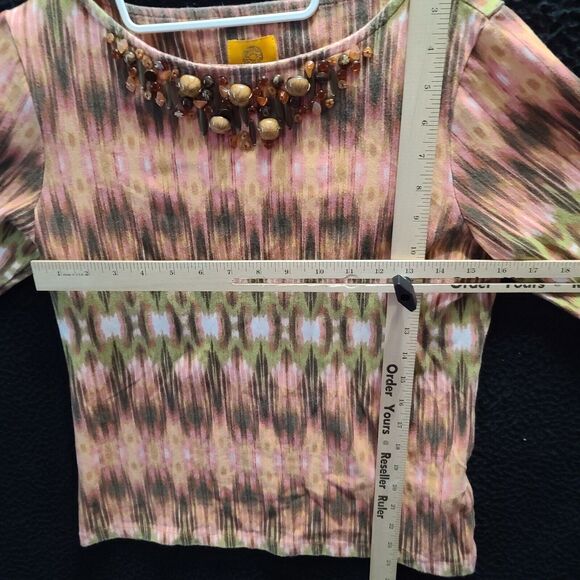 Ruby Rd Womens Top Multi-Color Size Small Cotton Blend Long Sleeve Stretch - Picture 3 of 12